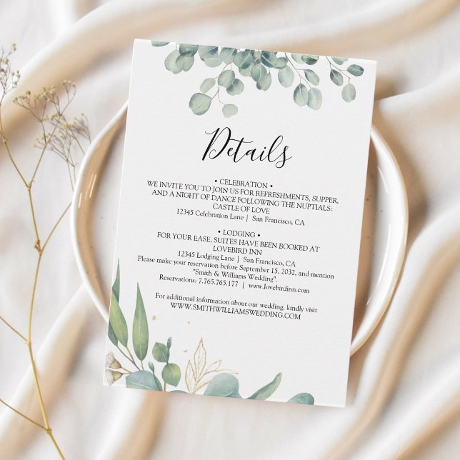 Carte D'accompagnement Mariage de feuilles d'eucalyptus à la végétation a (Créateur téléchargé)