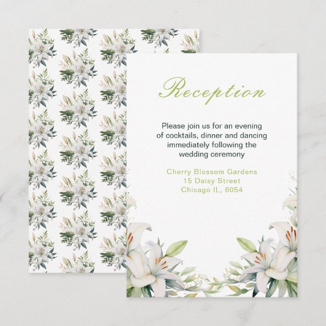 Carte D'accompagnement Mariage de fleurs blanches (Devant / Derrière)