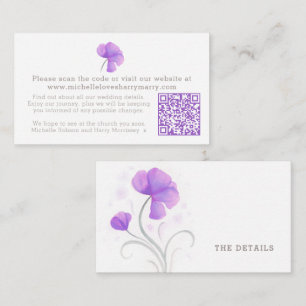 Carte D'accompagnement Mariage de fleurs d'aquarelle violet QR informatio