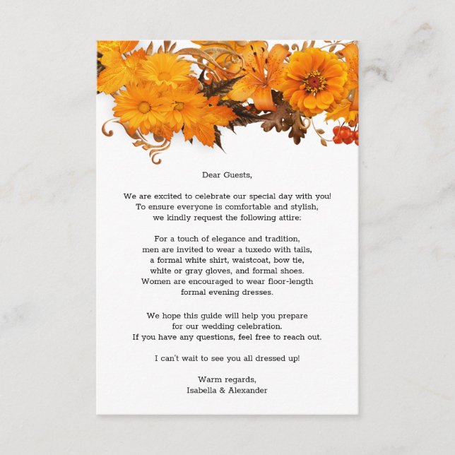 Carte D'accompagnement Mariage de fleurs d'automne (Devant)