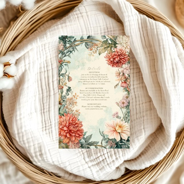 Carte D'accompagnement Mariage de fleurs victorien Royal (Créateur téléchargé)