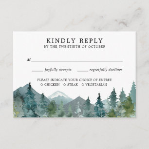 Carte D'accompagnement Mariage de forêt de montagnes rustiques RSVP