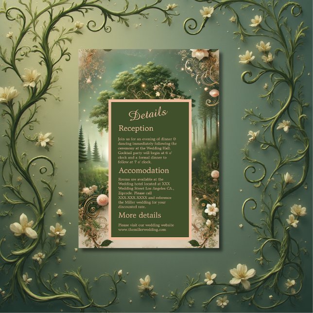 Carte D'accompagnement mariage de forêt médiévale Whimsical vert (Créateur téléchargé)