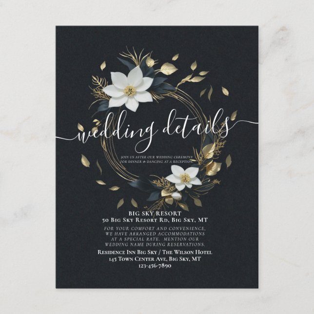 Carte D'accompagnement Mariage de germe blanc Détails du Mariage Photo (Devant)
