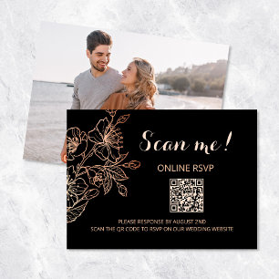 Carte D'accompagnement Mariage de goth noir cuivre QR Code RSVP en ligne