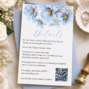 Carte D'accompagnement Mariage de jardin fleuri de pavot himalayen bleu d