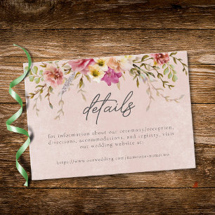 Carte D'accompagnement Mariage de jardin floral romantique en bordeaux