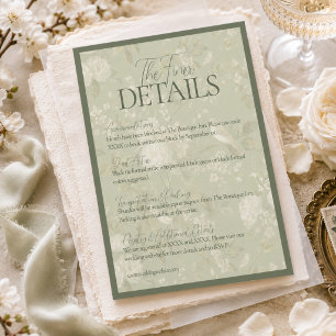 Carte D'accompagnement Mariage de jardin floral vert pistache élégant