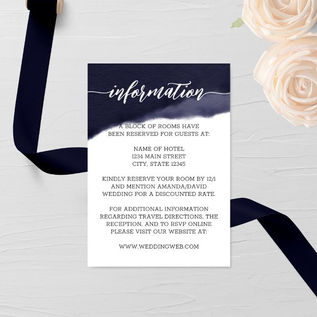 Carte D'accompagnement Mariage de la brosse à l'aquarelle de la marine (Créateur téléchargé)