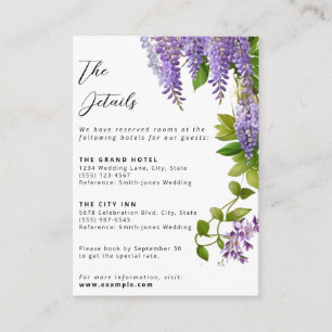 Carte D'accompagnement Mariage de la glycine violette à pendaison botaniq