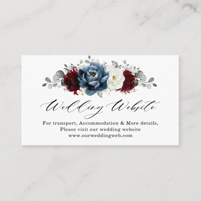 Carte D'accompagnement Mariage de l'ardoise bleu Bourgogne blanc ivoire (Devant)