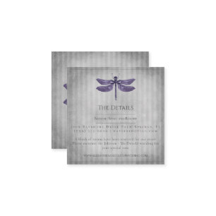 Carte D'accompagnement Mariage de libellules à bijoux pourpre