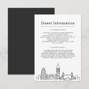 Carte D'accompagnement Mariage de Londres   Informations sur l'invité sur