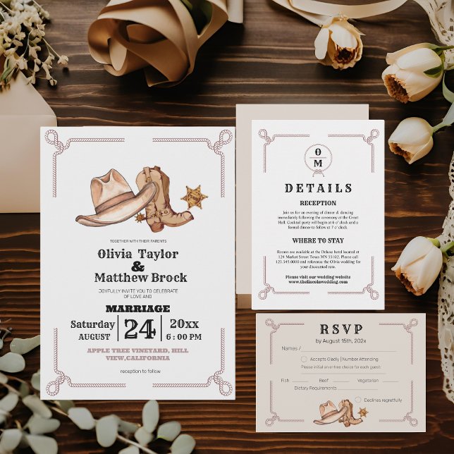 Carte D'accompagnement Mariage de l'Ouest Russe Mariage de Cowboy (Créateur téléchargé)