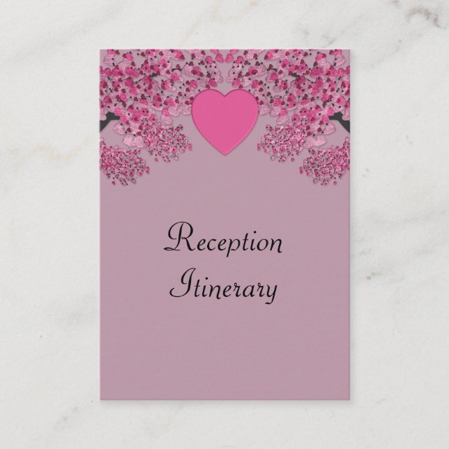 Carte D'accompagnement Mariage de Mauve Pink Velvet Embossés Coeurs (Devant)