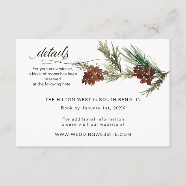 Carte D'accompagnement Mariage de Pinery d'hiver RSVP (Devant)
