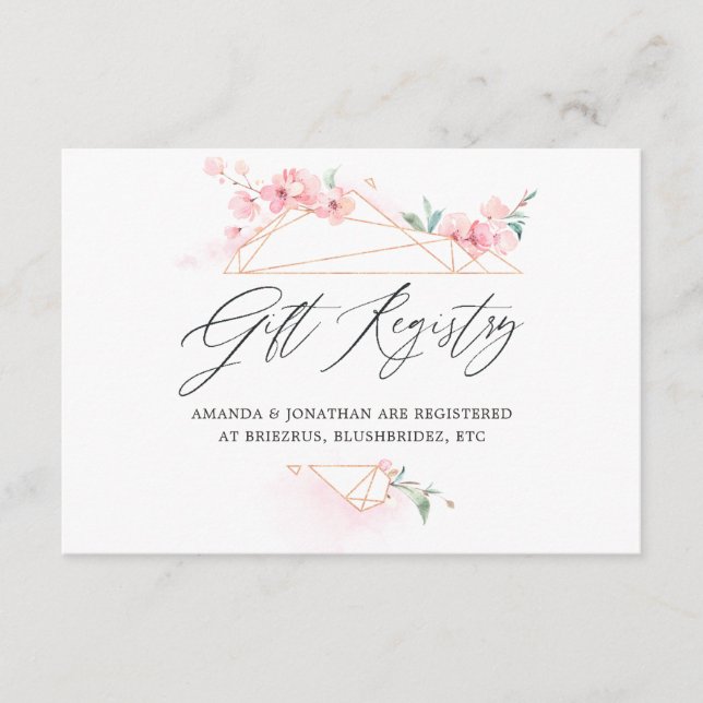 Carte D'accompagnement Mariage de printemps géométrique en fleurs de ceri (Devant)