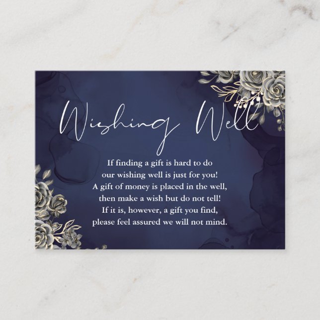 Carte D'accompagnement Mariage de Puits de Vœux Floral Gothique Bleu de M (Devant)