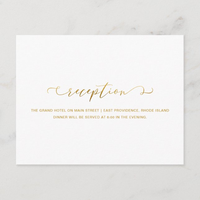 Carte D'accompagnement Mariage de réception Faux Gold et White (Devant)