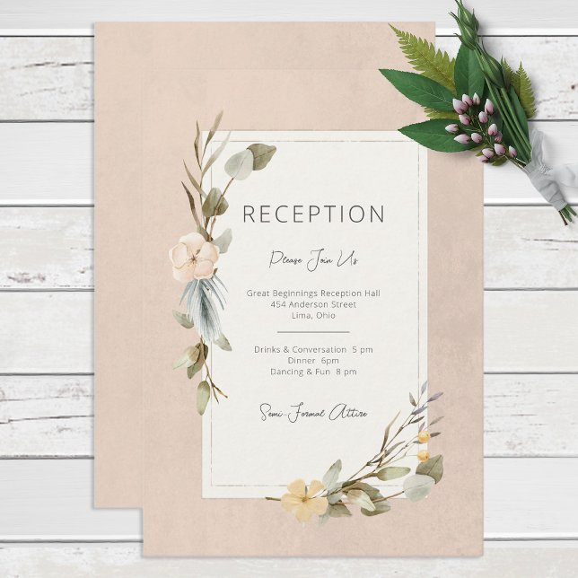 Carte D'accompagnement Mariage de réception Flexible Boho séché (Créateur téléchargé)