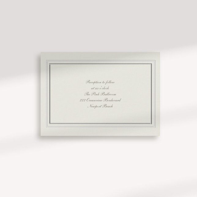 Carte D'accompagnement Mariage de réception Formal Faux Embossé Frame Ecr (formal traditional elegant calligraphy wedding reception card faux embossed frame ecru classic)