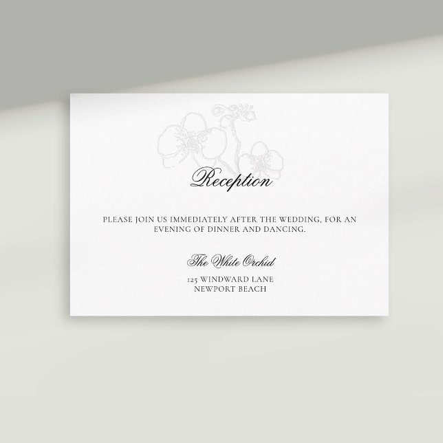 Carte D'accompagnement Mariage de réception officiel de Faux Embossé Orch (formal wedding reception card rsvp reply faux embossed orchid modern classic traditional)
