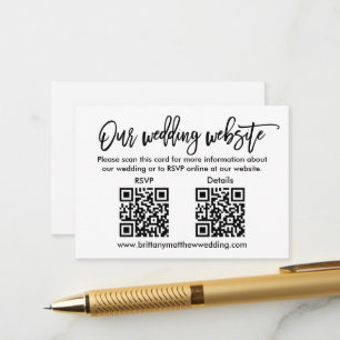 Carte D'accompagnement Mariage de script de brosse moderne 2 QR RSVP Déta