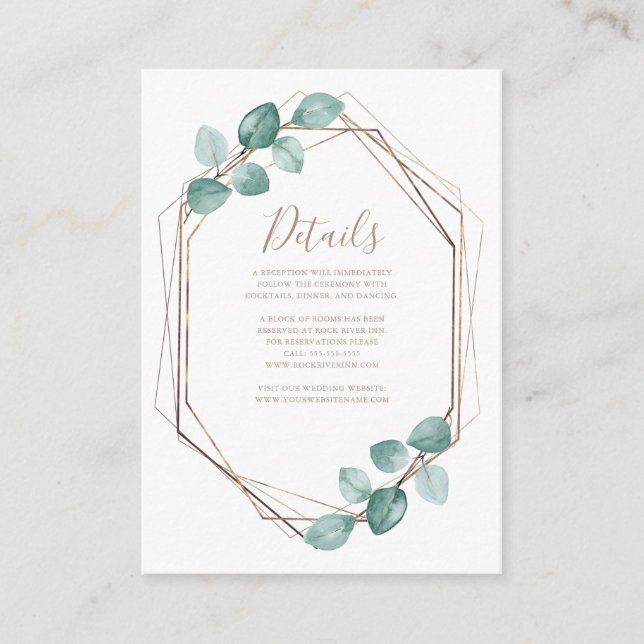 Carte D'accompagnement Mariage de script de café Eucalyptus moderne (Devant)