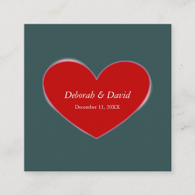 Carte D'accompagnement Mariage de script gris ardoise du coeur rouge (Devant)