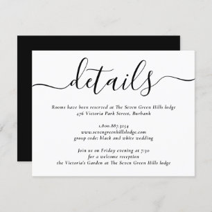 Carte D'accompagnement Mariage de script moderne noir et blanc