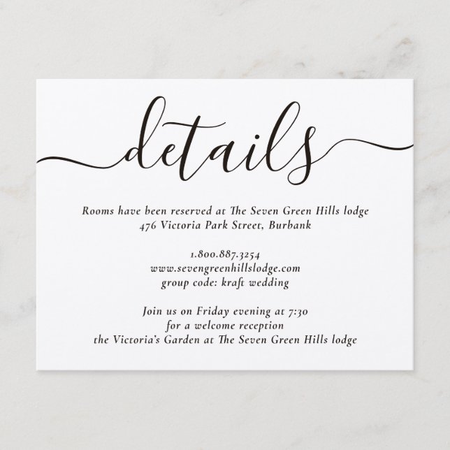 Carte D'accompagnement Mariage de script moderne papier Kraft (Devant)