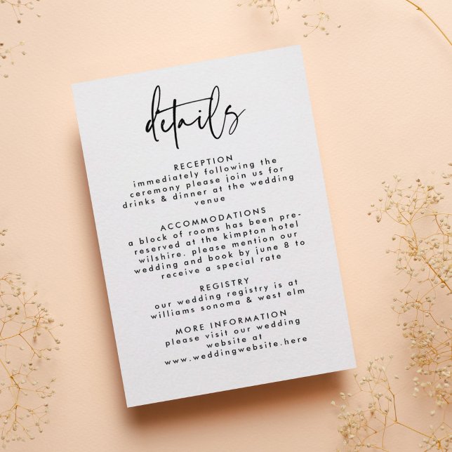 Carte D'accompagnement Mariage de script noir blanc minimal manuscrit (Créateur téléchargé)
