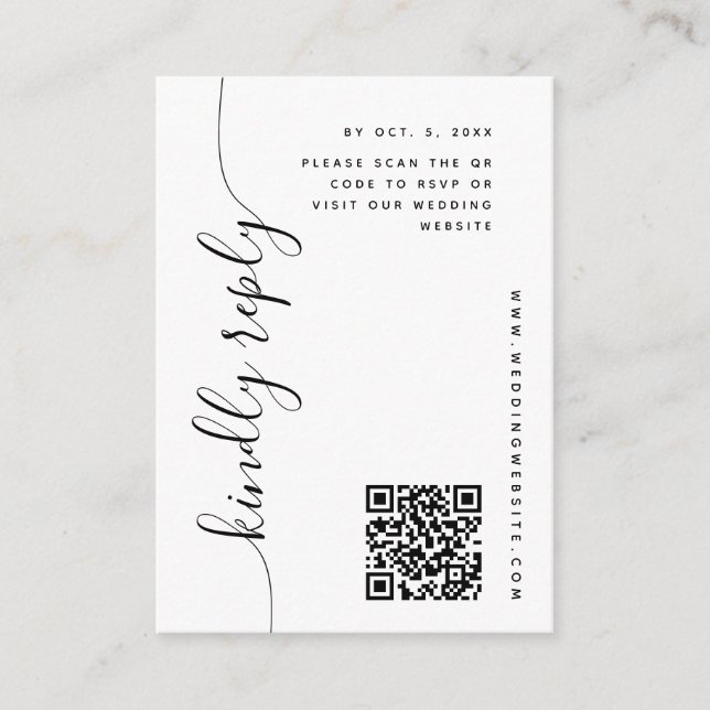 Carte D'accompagnement Mariage de script vertical RSVP (Devant)