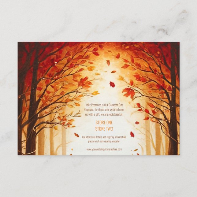 Carte D'accompagnement Mariage de silhouette de récolte d'automne enchant (Devant)