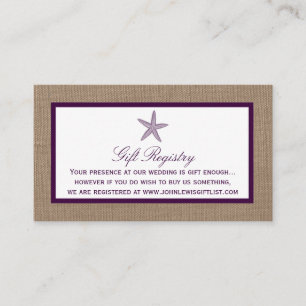 Carte D'accompagnement Mariage de Starfish Burlap Beach   Choisissez votr