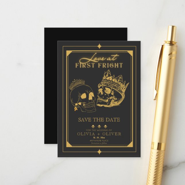 Carte D'accompagnement Mariage de tarot d'Halloween enregistrer la date (Devant/Arrière en situation)