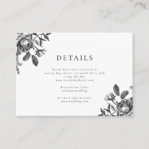 Carte D'accompagnement Mariage de toile florale noir et blanc