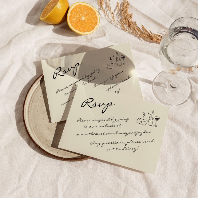 Carte D'accompagnement Mariage de tour de Champagne moderne rétro manuscr (Créateur téléchargé)