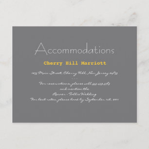 Carte D'accompagnement Mariage de typographie Insertion en gris et jaune