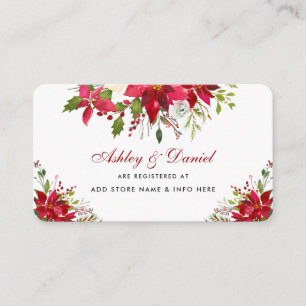 Carte D'accompagnement Mariage de vacances Poinsettia Floral Red Registry