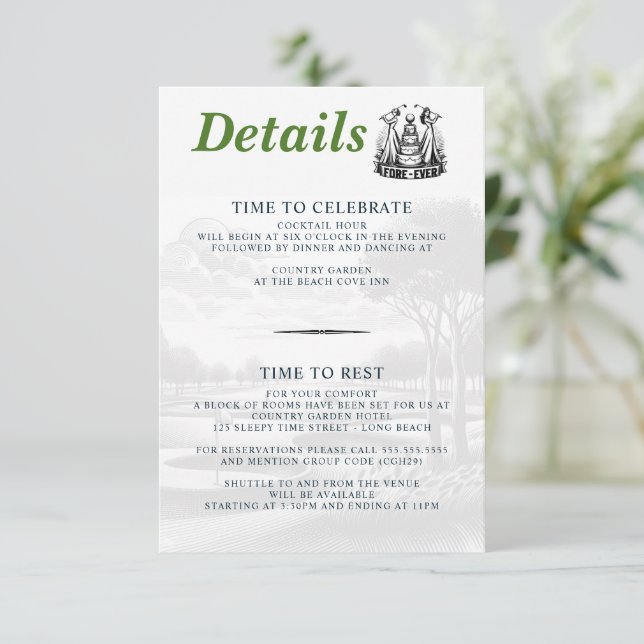 Carte D'accompagnement Mariage des Brides de golf (Debout devant)