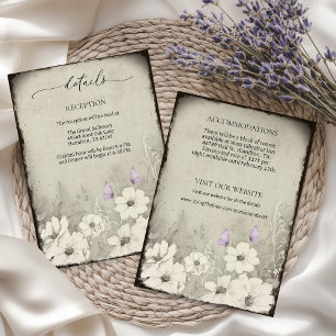 Carte D'accompagnement Mariage des détails du Fleur sauvage papillon