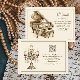 Carte D'accompagnement Mariage Détails Code QR Intemporel Ivoire Vintage