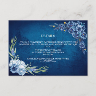 Carte D'accompagnement Mariage d'été floral élégant bleu
