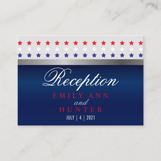 Carte D'accompagnement Mariage d'étoiles patriotique rouge, blanc et bleu (Devant)