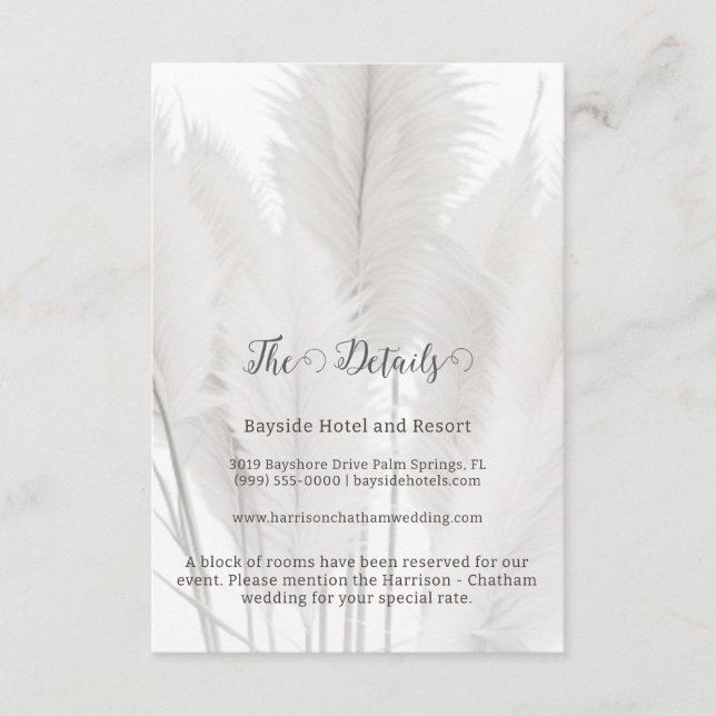 Carte D'accompagnement Mariage d'herbe Boho Pampas (Devant)