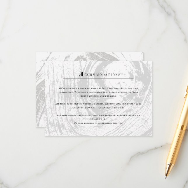 Carte D'accompagnement Mariage d'hiver blanc classique rustique (Devant/Arrière en situation)