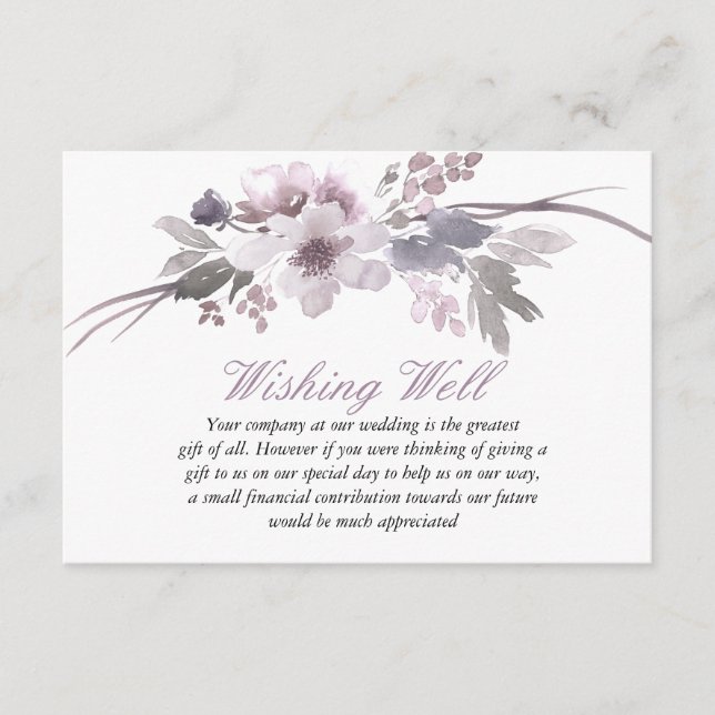 Carte D'accompagnement Mariage d'hiver floral violet qui désire bien (Devant)