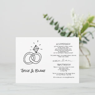 Carte D'accompagnement Mariage d'illustrations de Doodle en noir et blanc