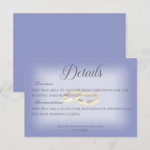 Carte D'accompagnement Mariage d'or Anneaux Périwinkle Détails du Mariage